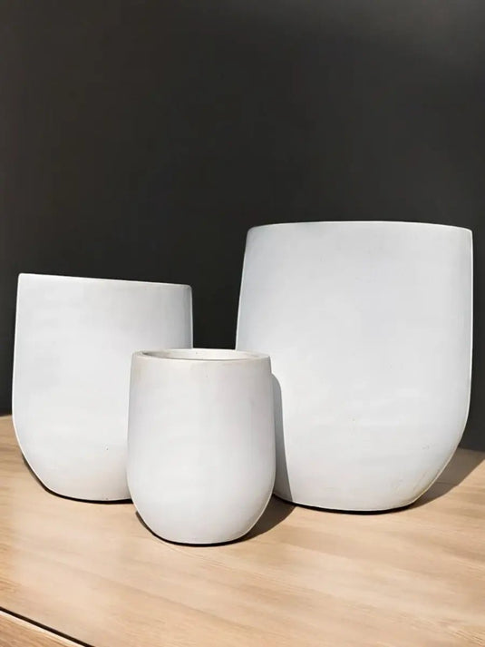 White Fiber Pots Set | Online Pots in UAE | FreshPlants - Freshplants